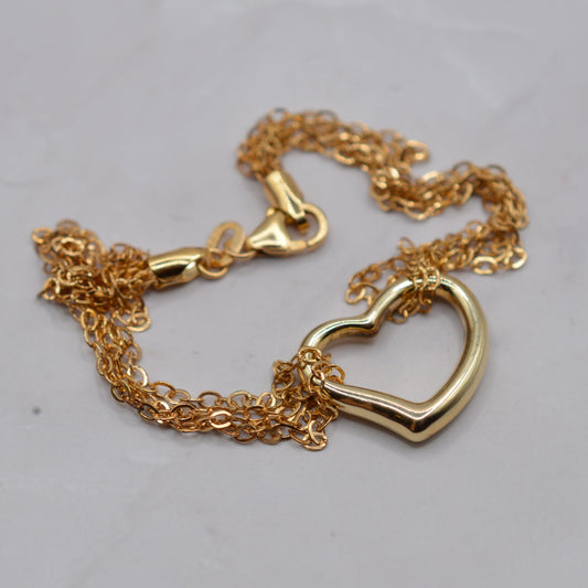 Vintage 9ct Gold Heart Bracelet (19cm / 7.5")