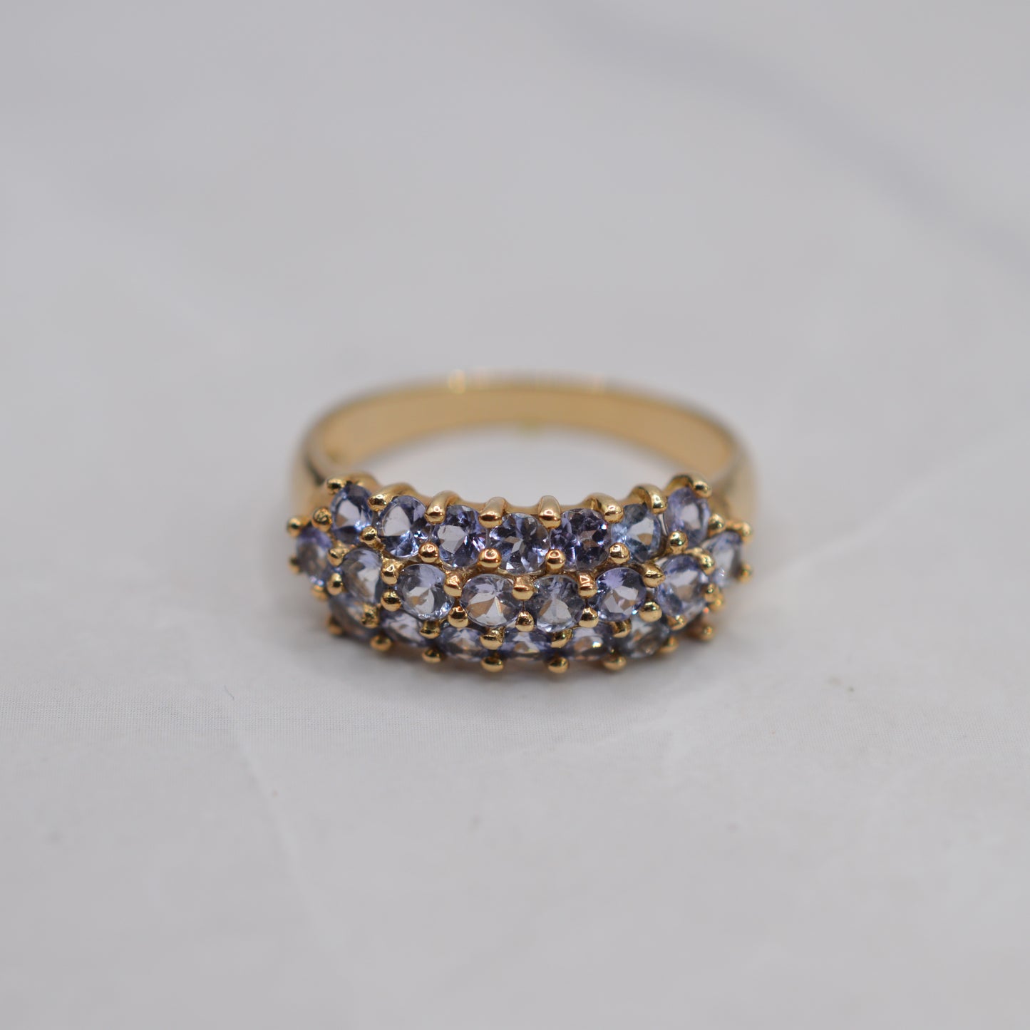 Chunky 9ct Gold Tanzanite Triple Row Ring