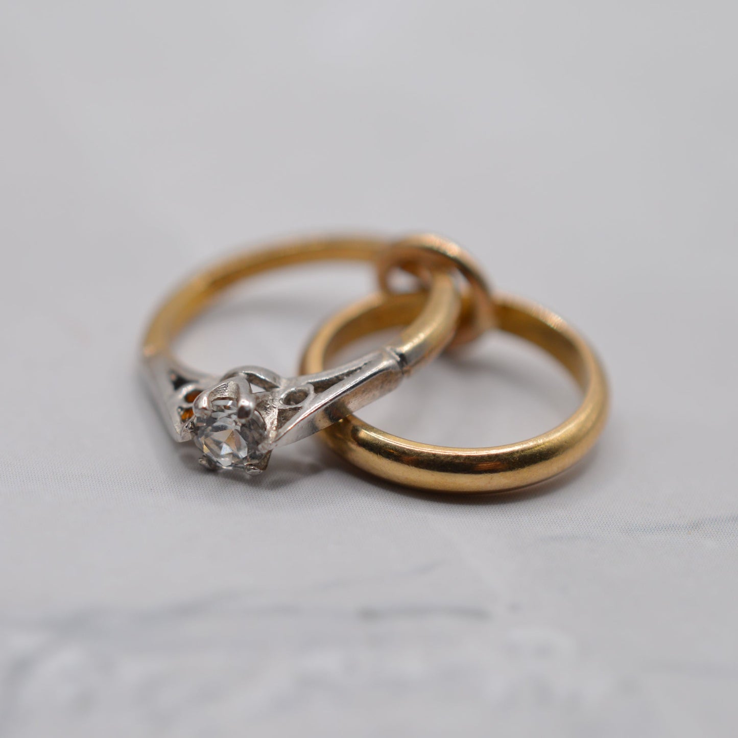 1960s Vintage 9ct Gold White Sapphire ‘Wedding Rings’ Charm