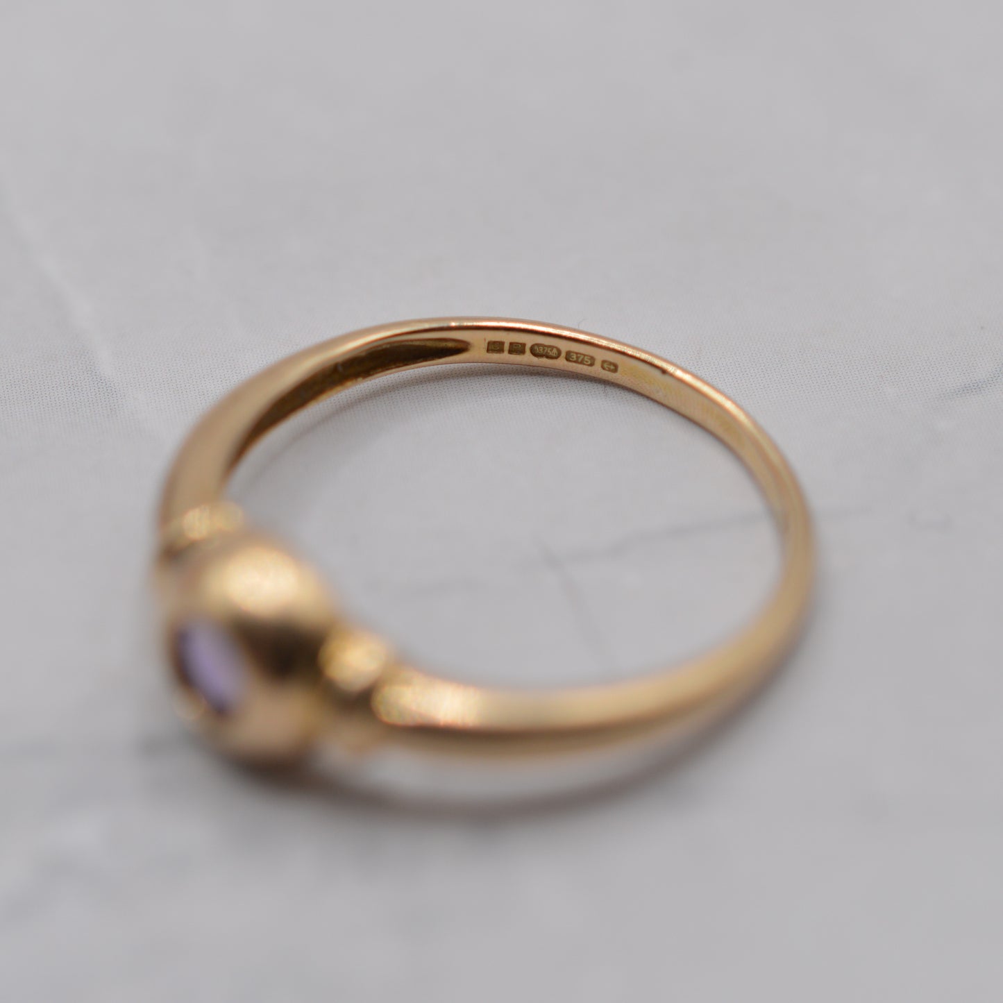 9ct Gold Bezel-Set Amethyst Ring