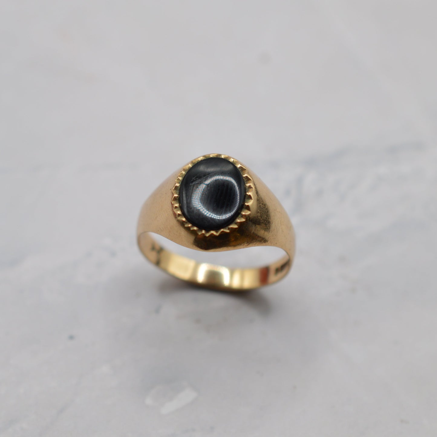 1970s Vintage 9ct Gold Onyx Signet Ring