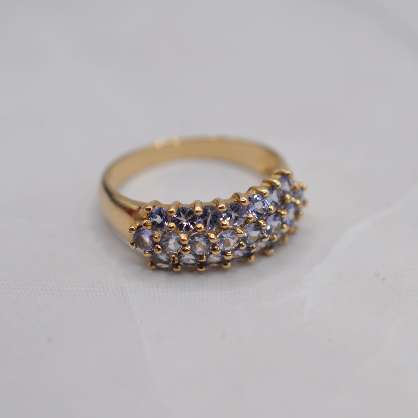 Chunky 9ct Gold Tanzanite Triple Row Ring