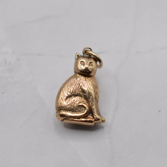 1960s Vintage 9ct Gold Cat Charm