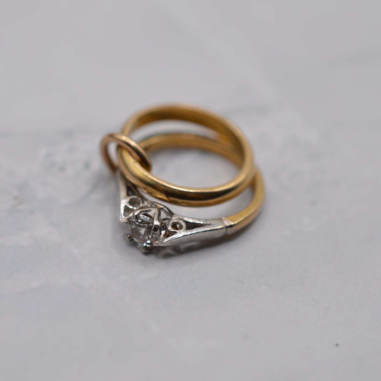 1960s Vintage 9ct Gold White Sapphire ‘Wedding Rings’ Charm