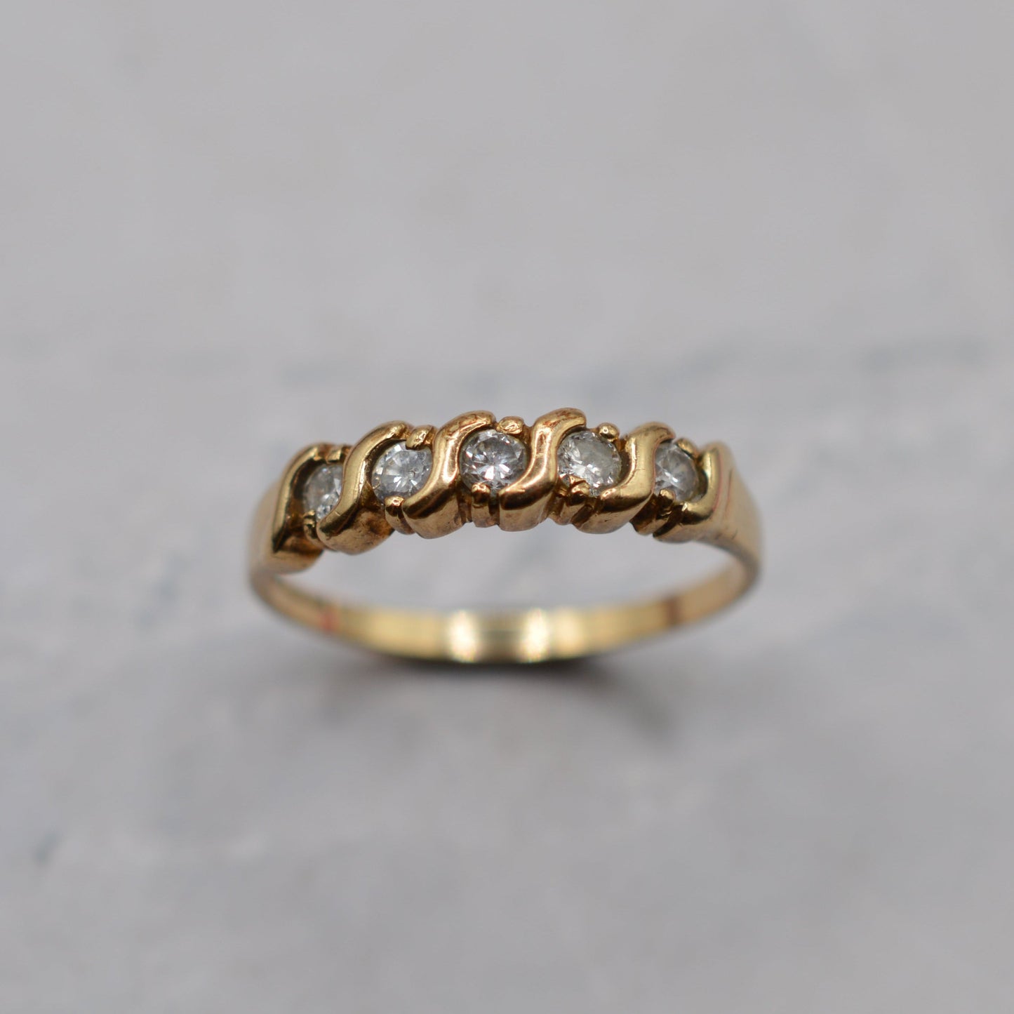 1990s 9ct Gold Diamond Five-Stone Ring