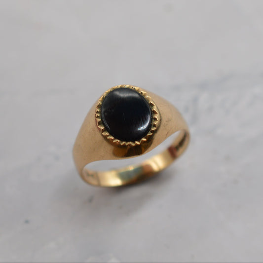 1970s Vintage 9ct Gold Onyx Signet Ring