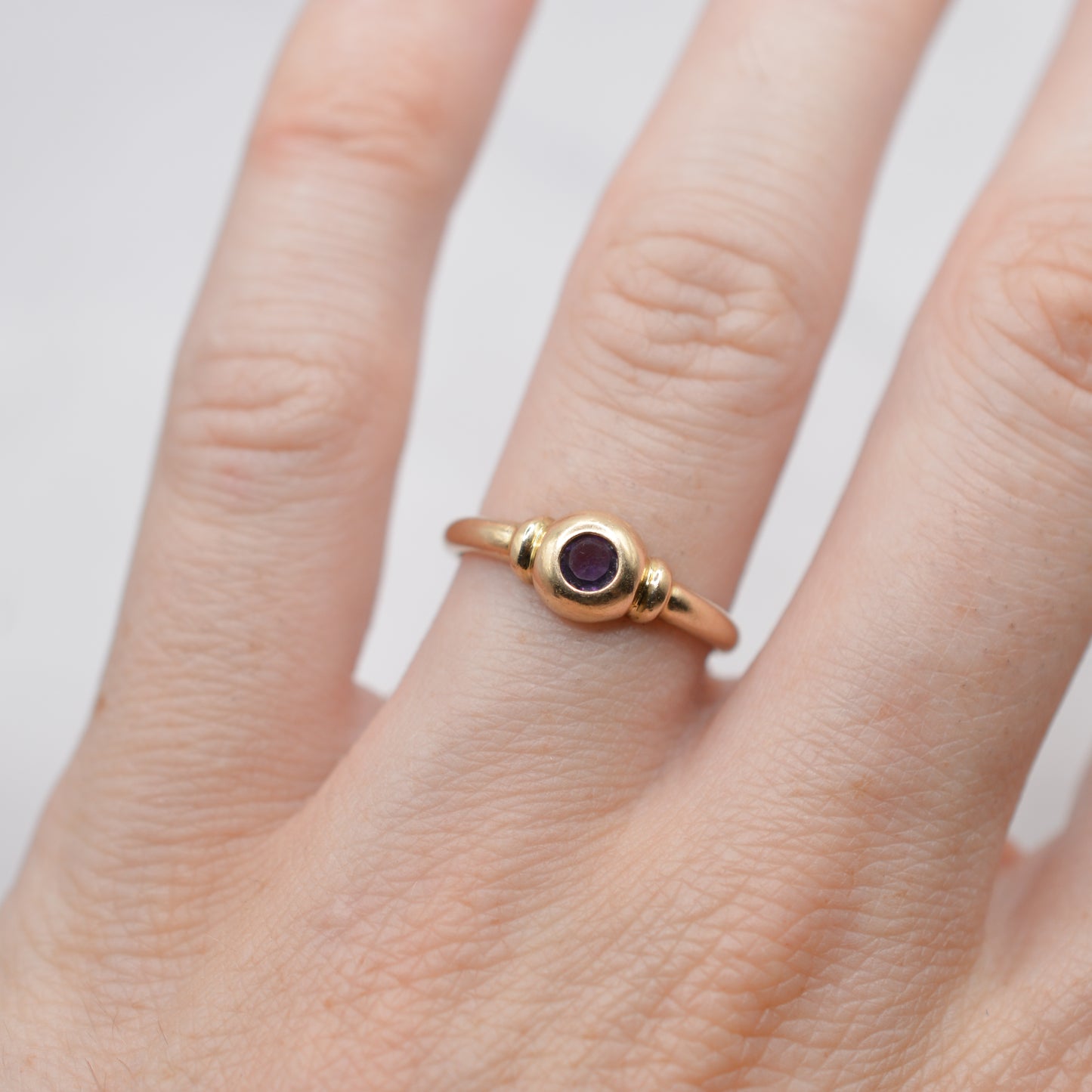 9ct Gold Bezel-Set Amethyst Ring