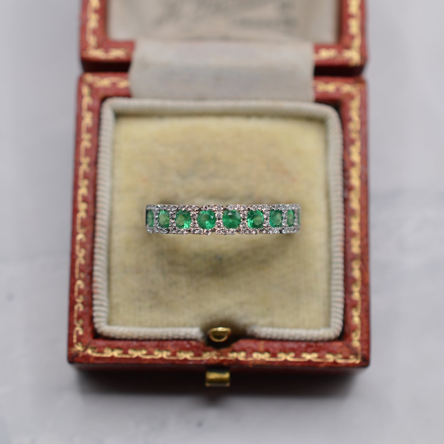 18ct Gold Emerald & Diamond Half-Eternity Ring