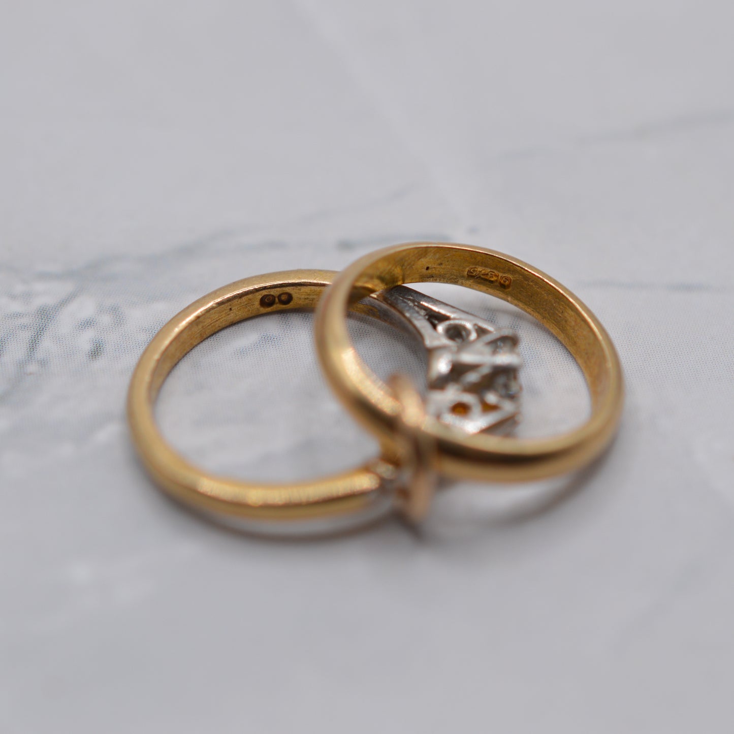 1960s Vintage 9ct Gold White Sapphire ‘Wedding Rings’ Charm