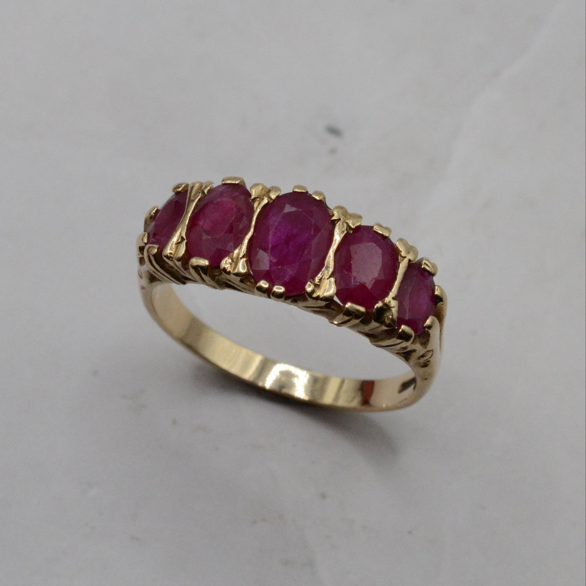 Chunky 9ct Gold Ruby Five-Stone Ring