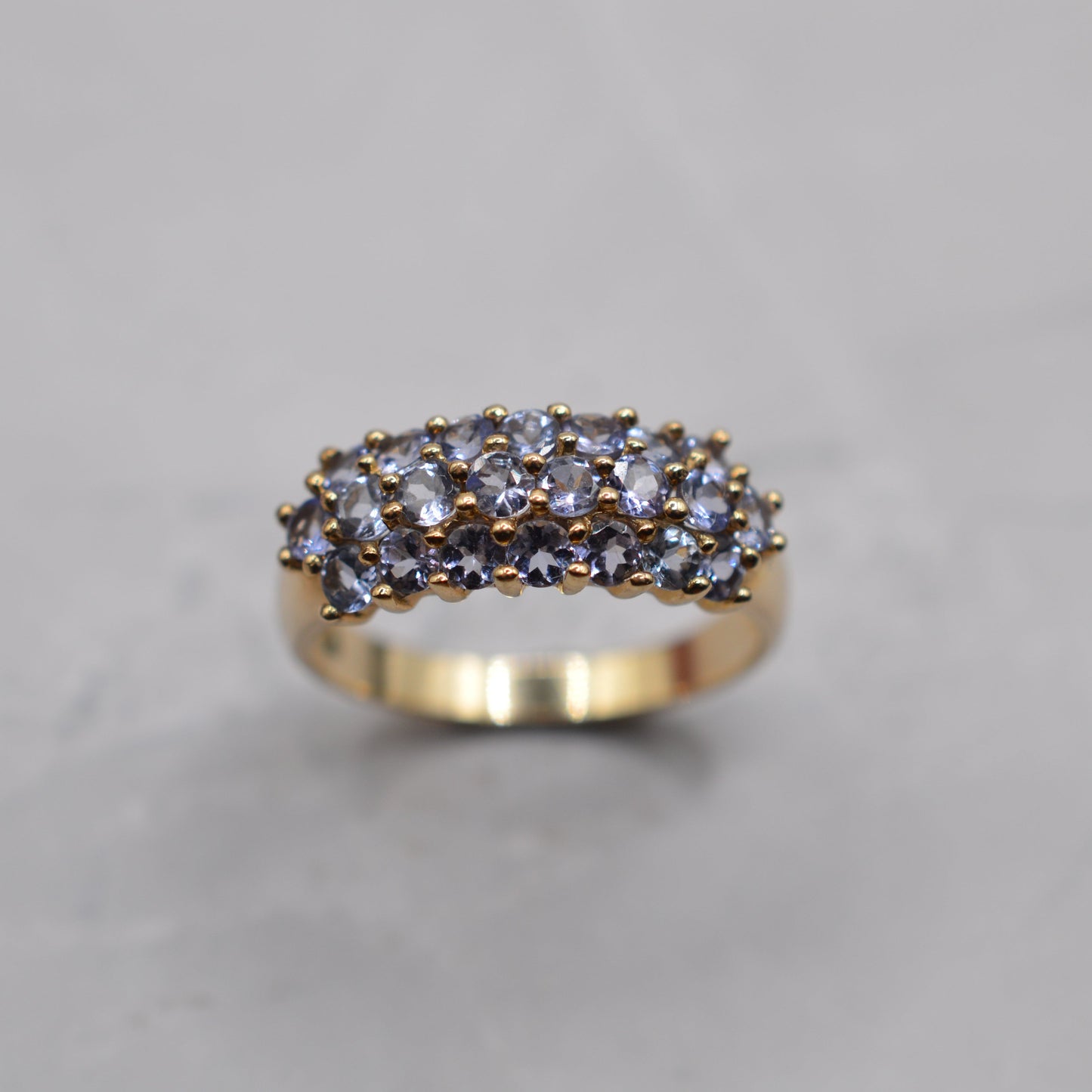 Chunky 9ct Gold Tanzanite Triple Row Ring
