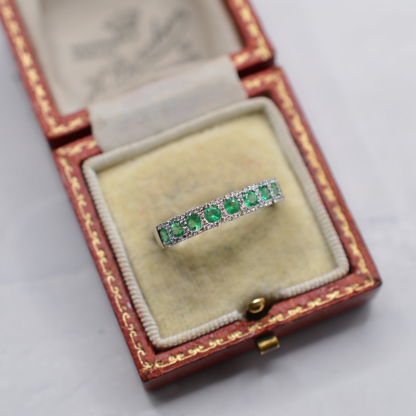 18ct Gold Emerald & Diamond Half-Eternity Ring