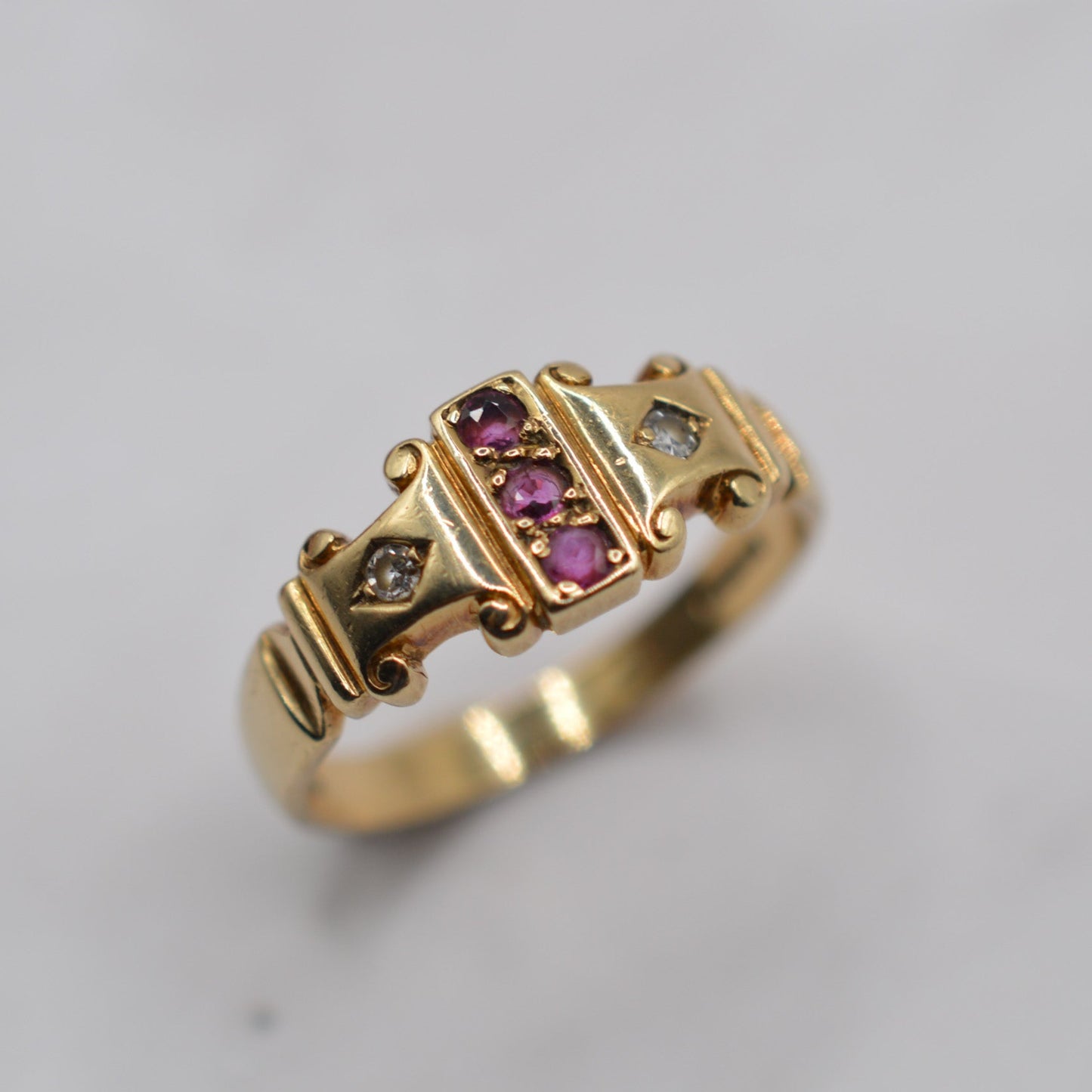 1980s 9ct Gold Ruby & Diamond Dress Ring
