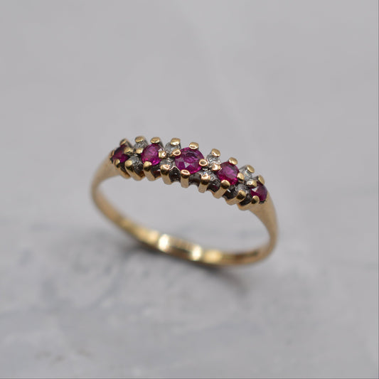 9ct Gold Ruby & Diamond Half-Eternity Ring
