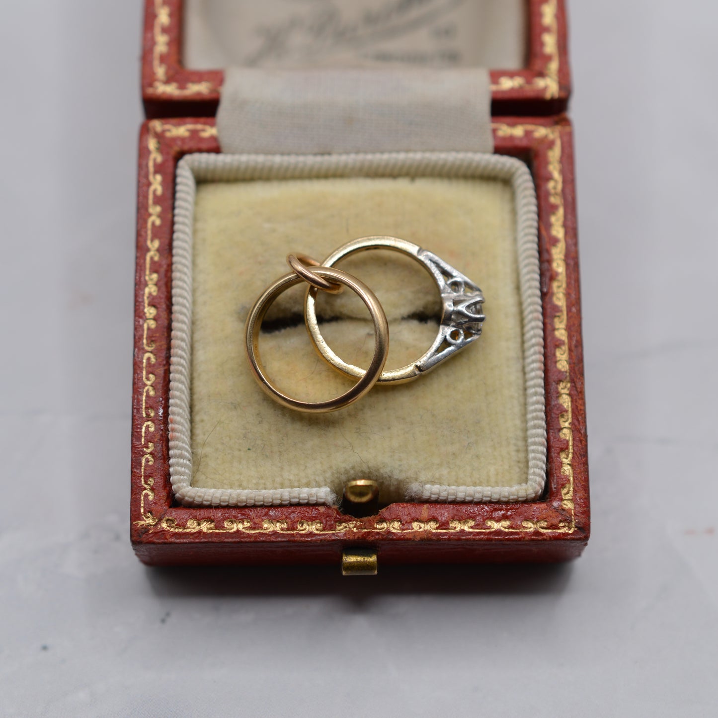 1960s Vintage 9ct Gold White Sapphire ‘Wedding Rings’ Charm