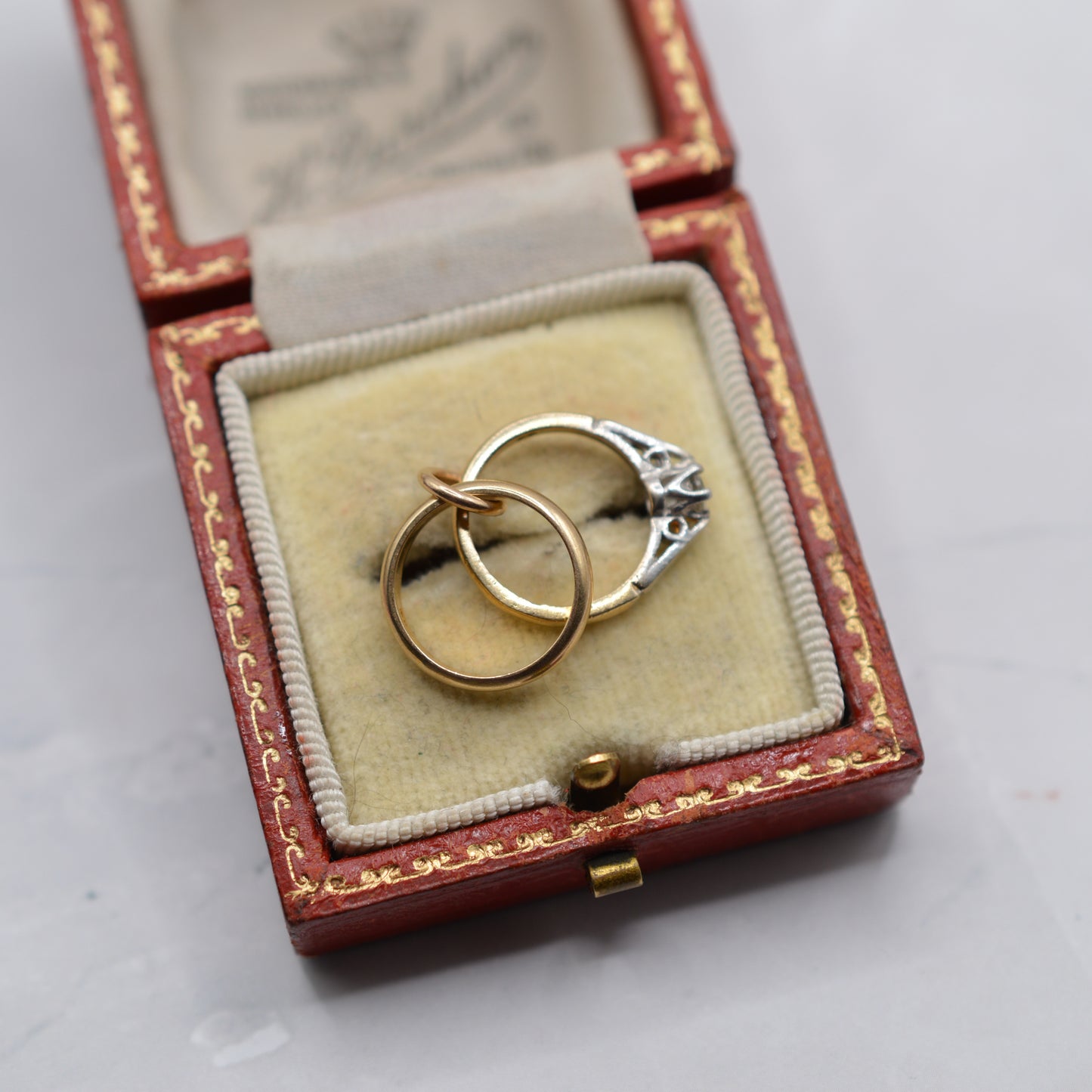 1960s Vintage 9ct Gold White Sapphire ‘Wedding Rings’ Charm