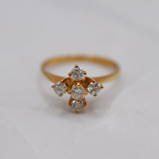 1970s 18ct Gold Diamond Cross Cluster Ring