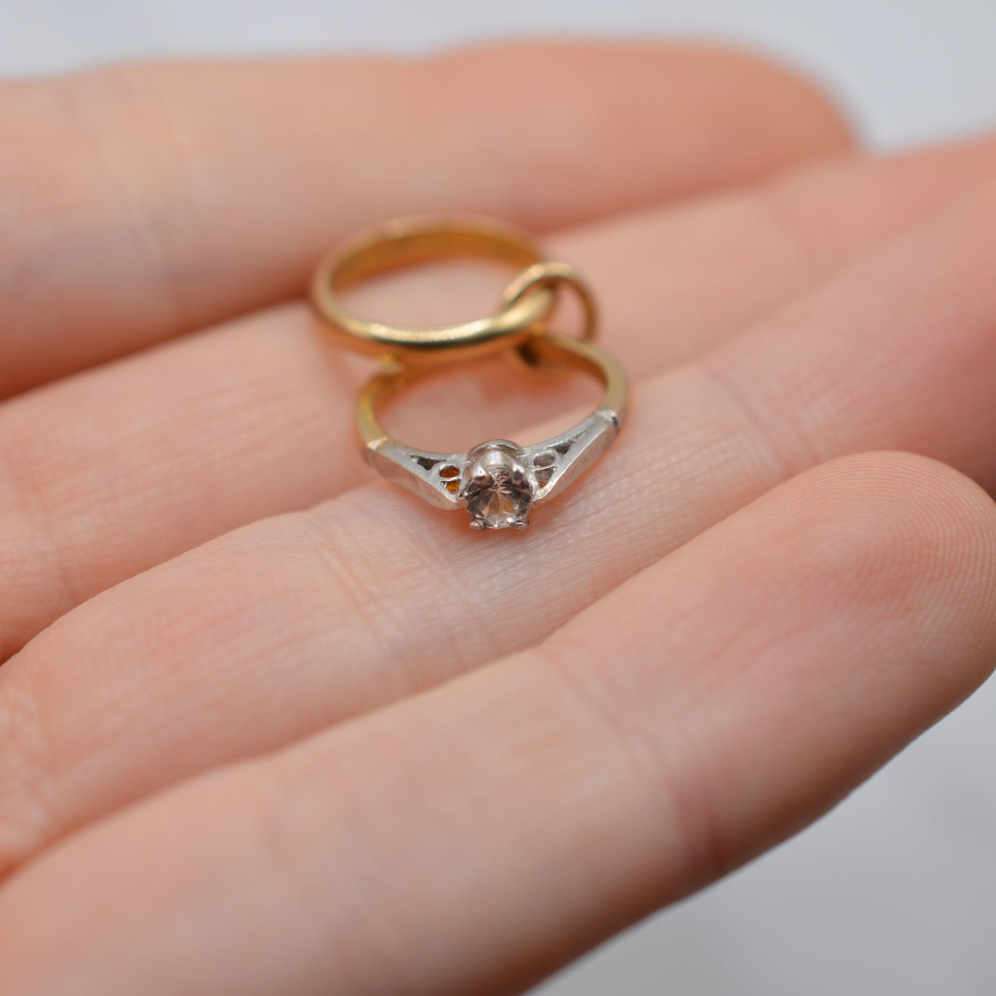 1960s Vintage 9ct Gold White Sapphire ‘Wedding Rings’ Charm