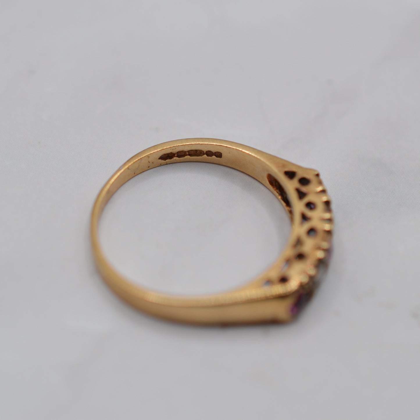1980s Vintage 9ct Gold Ruby & Diamond Five-Stone Ring