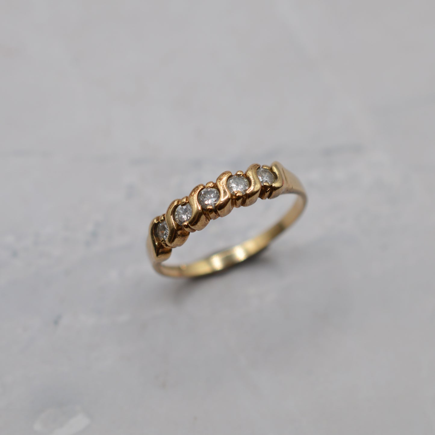1990s 9ct Gold Diamond Five-Stone Ring