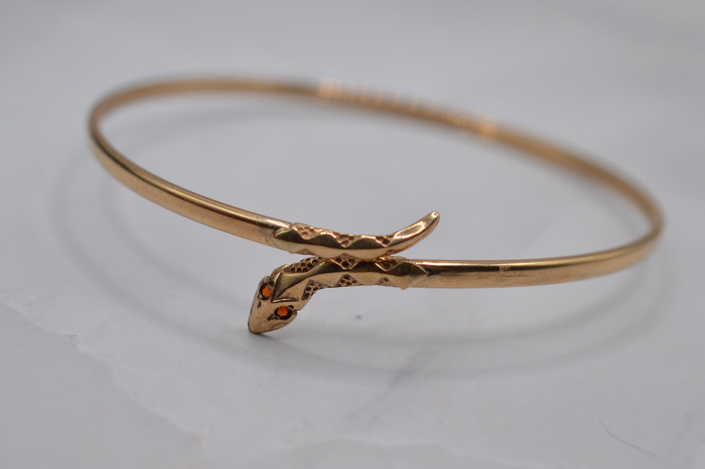 9ct Gold Garnet Snake Bangle Bracelet