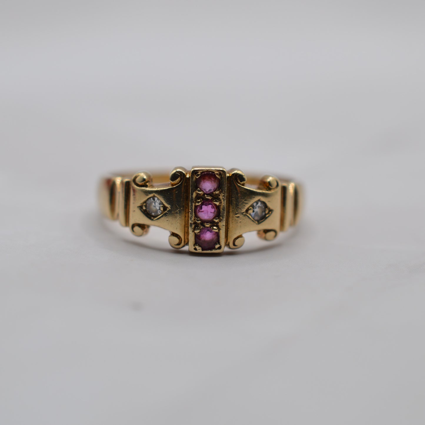 1980s 9ct Gold Ruby & Diamond Dress Ring