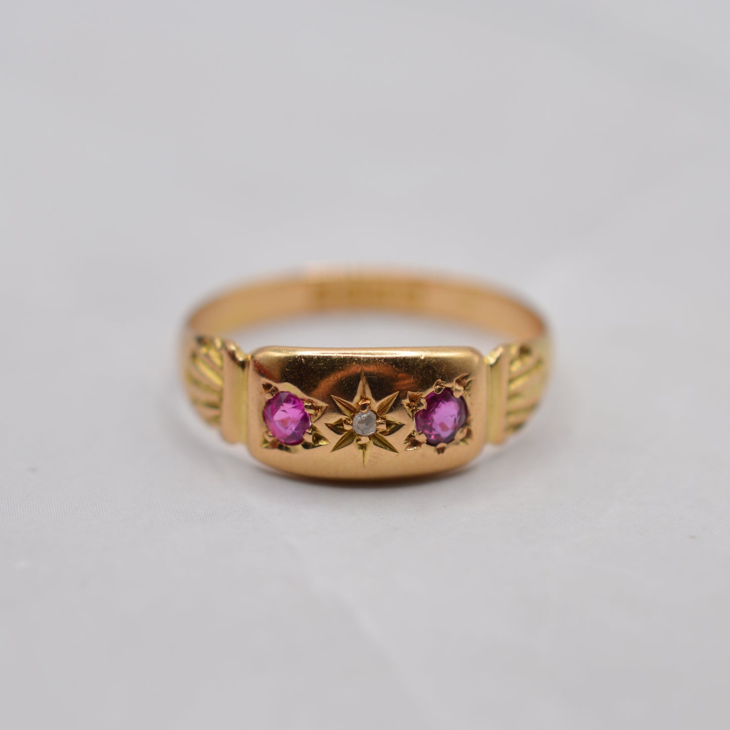 Antique 1918 18ct Gold Ruby & Diamond Ring