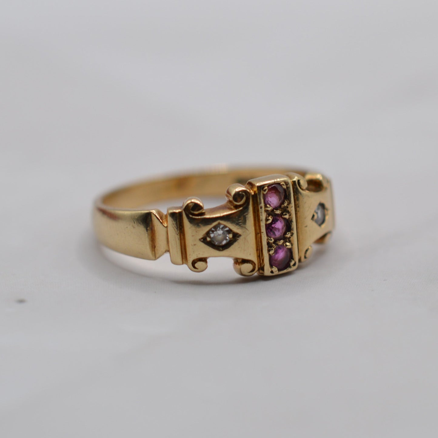 1980s 9ct Gold Ruby & Diamond Dress Ring