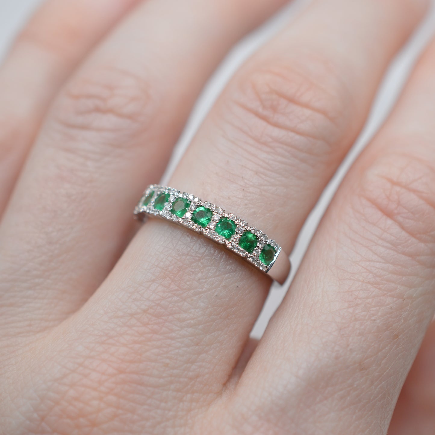 18ct Gold Emerald & Diamond Half-Eternity Ring