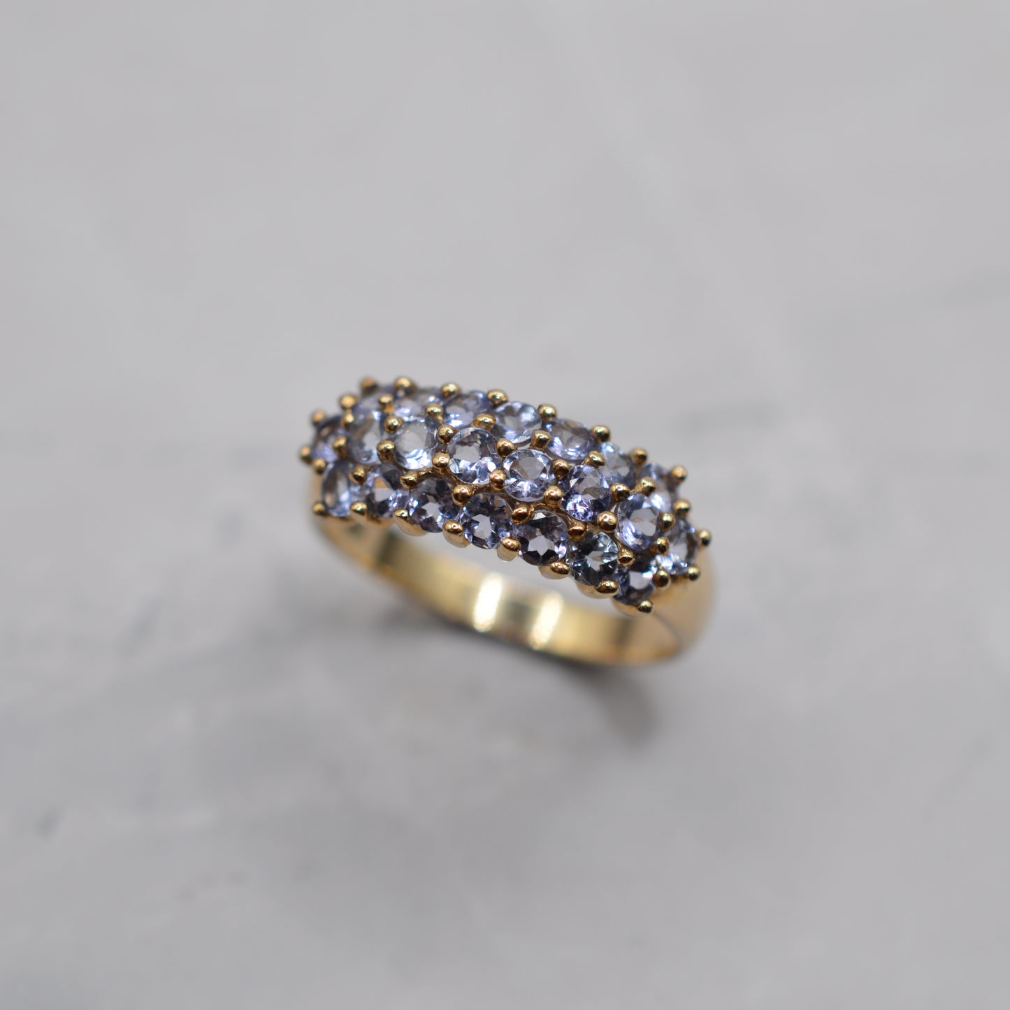 Chunky 9ct Gold Tanzanite Triple Row Ring
