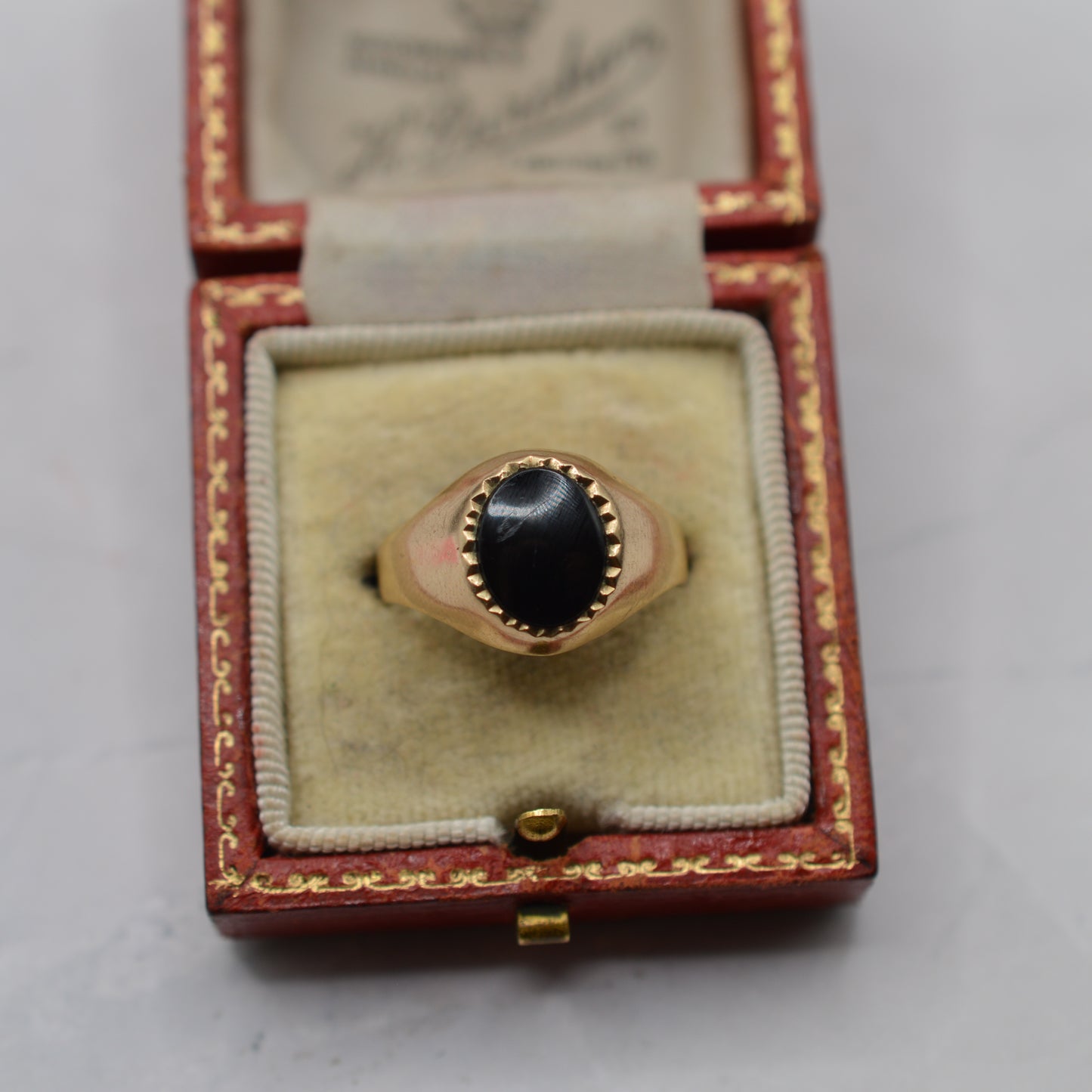 1970s Vintage 9ct Gold Onyx Signet Ring