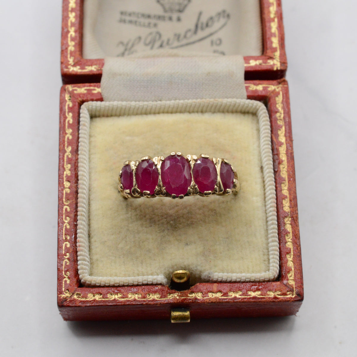 Chunky 9ct Gold Ruby Five-Stone Ring