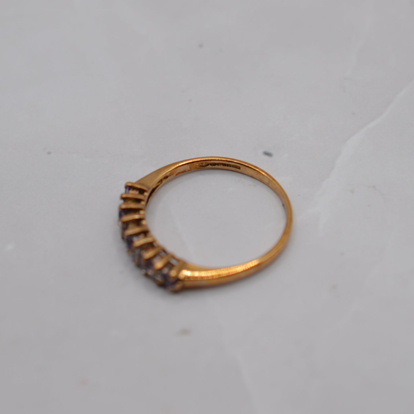 9ct Gold Amethyst & Diamond Half-Eternity Ring
