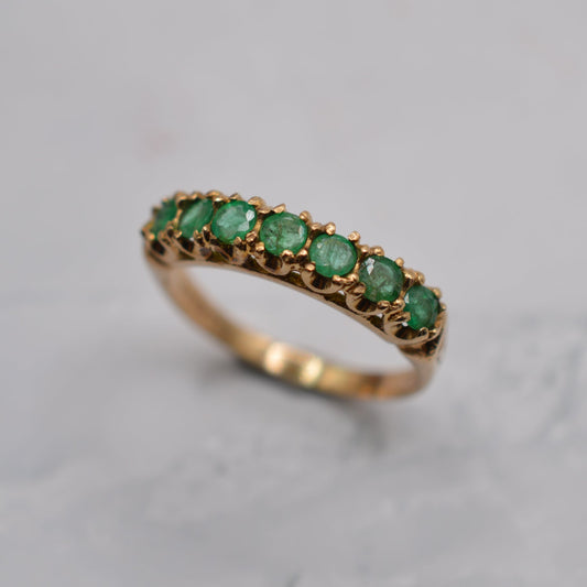 1970s Vintage 9ct Gold Emerald Half-Eternity Ring