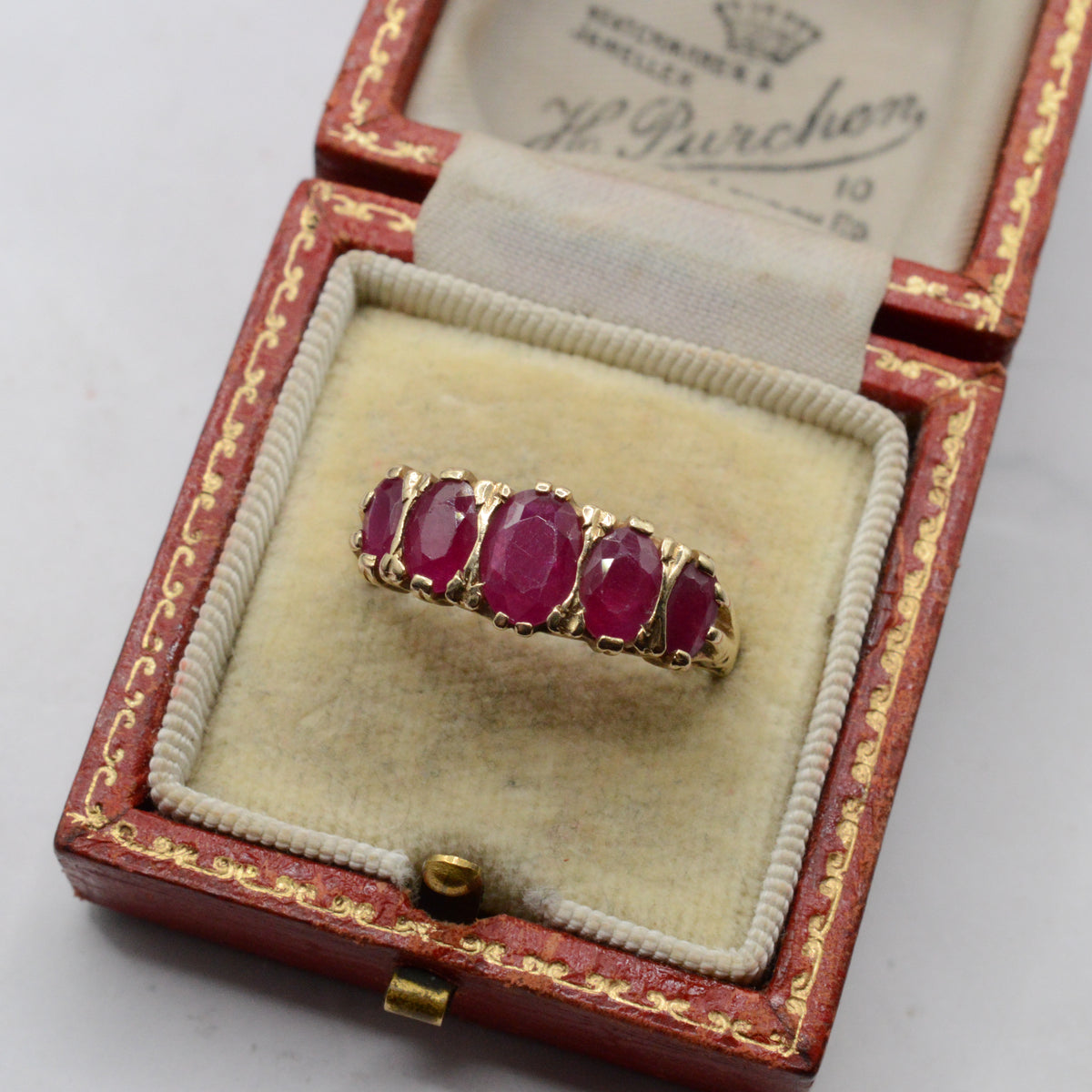 Chunky 9ct Gold Ruby Five-Stone Ring