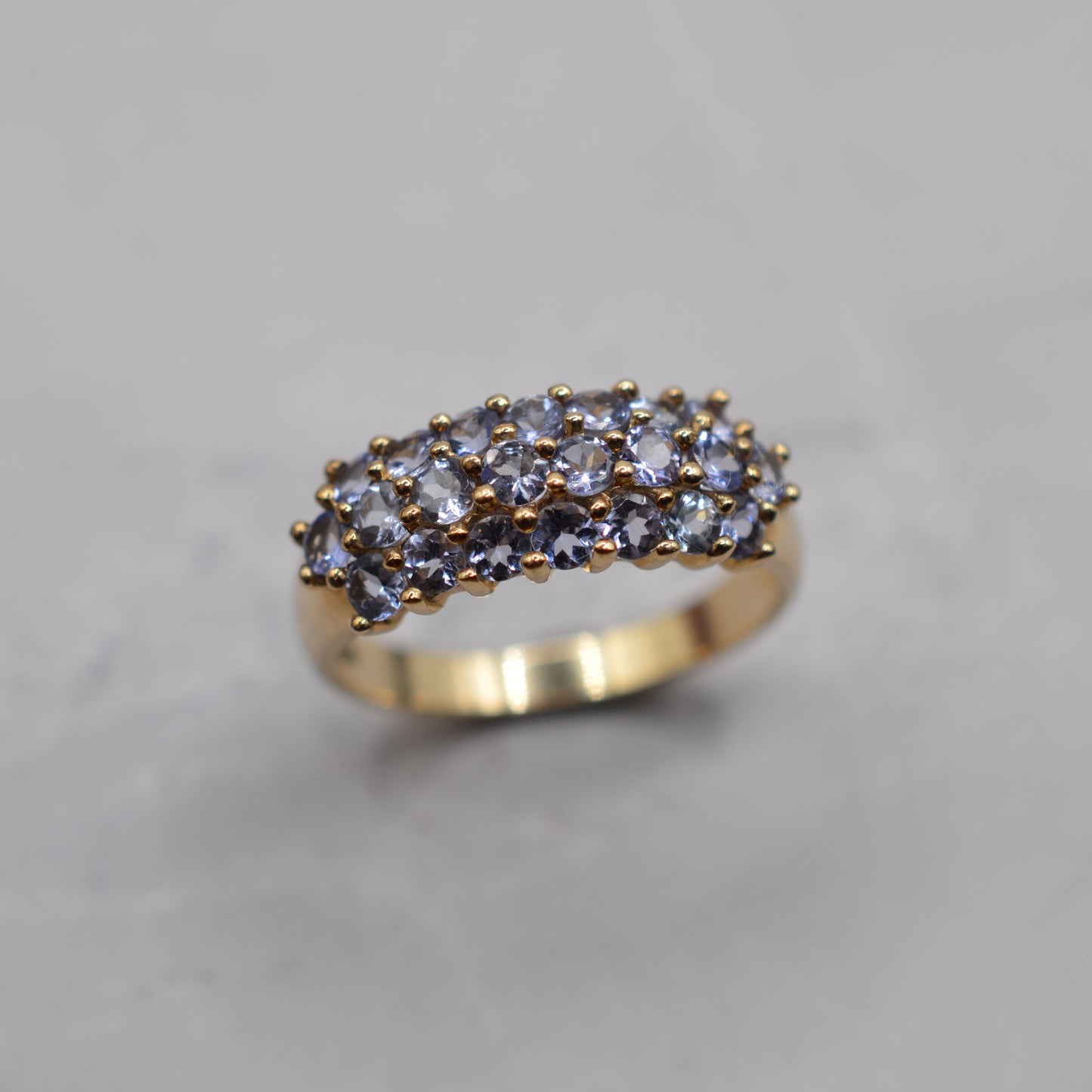 Chunky 9ct Gold Tanzanite Triple Row Ring
