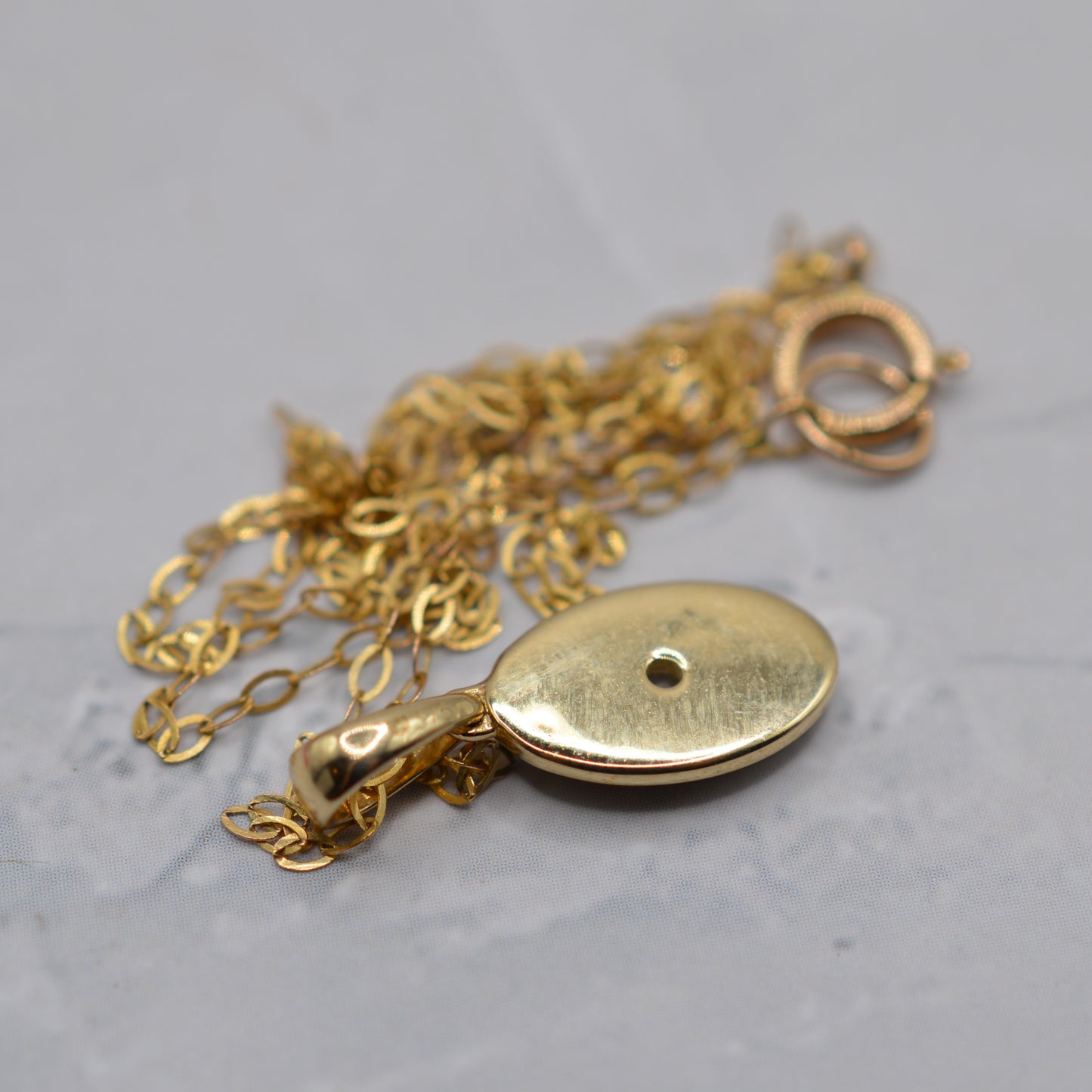 9ct Gold Black Enamel & Diamond Pendant Necklace (16”)