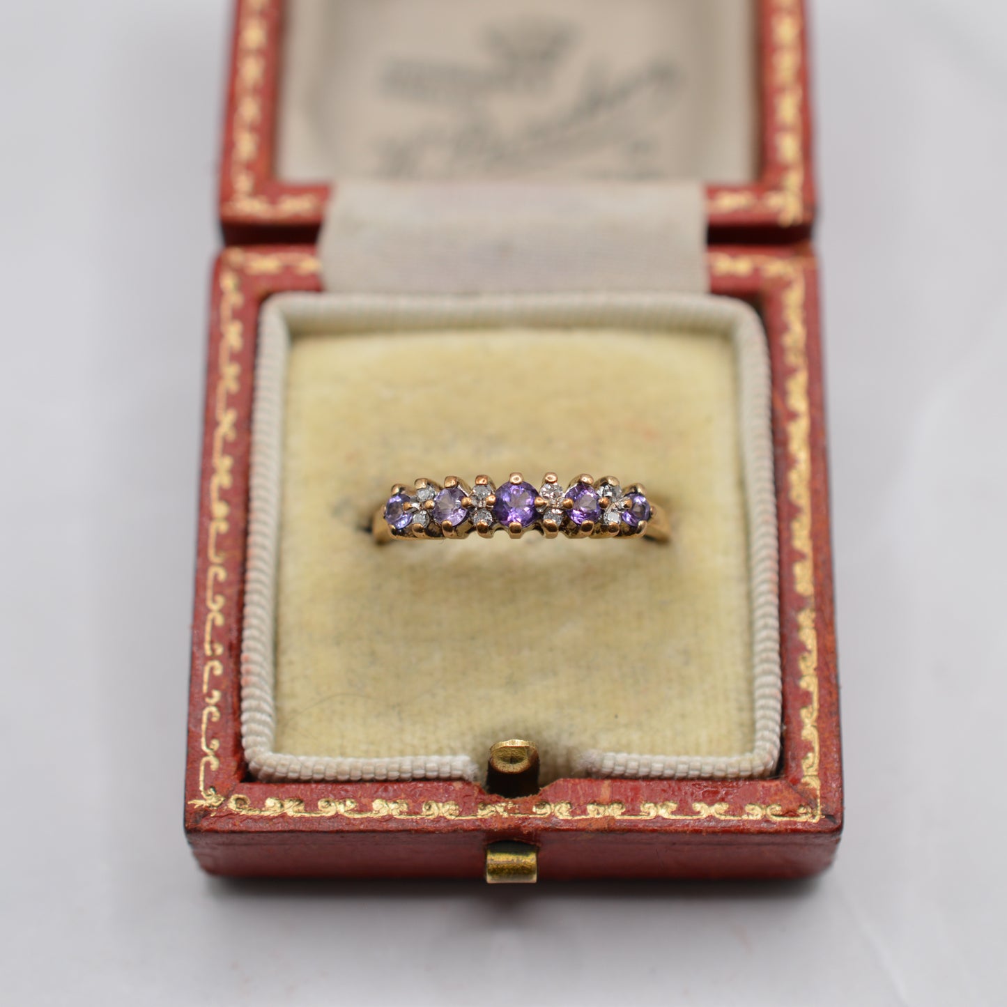 9ct Gold Amethyst & Diamond Half-Eternity Ring