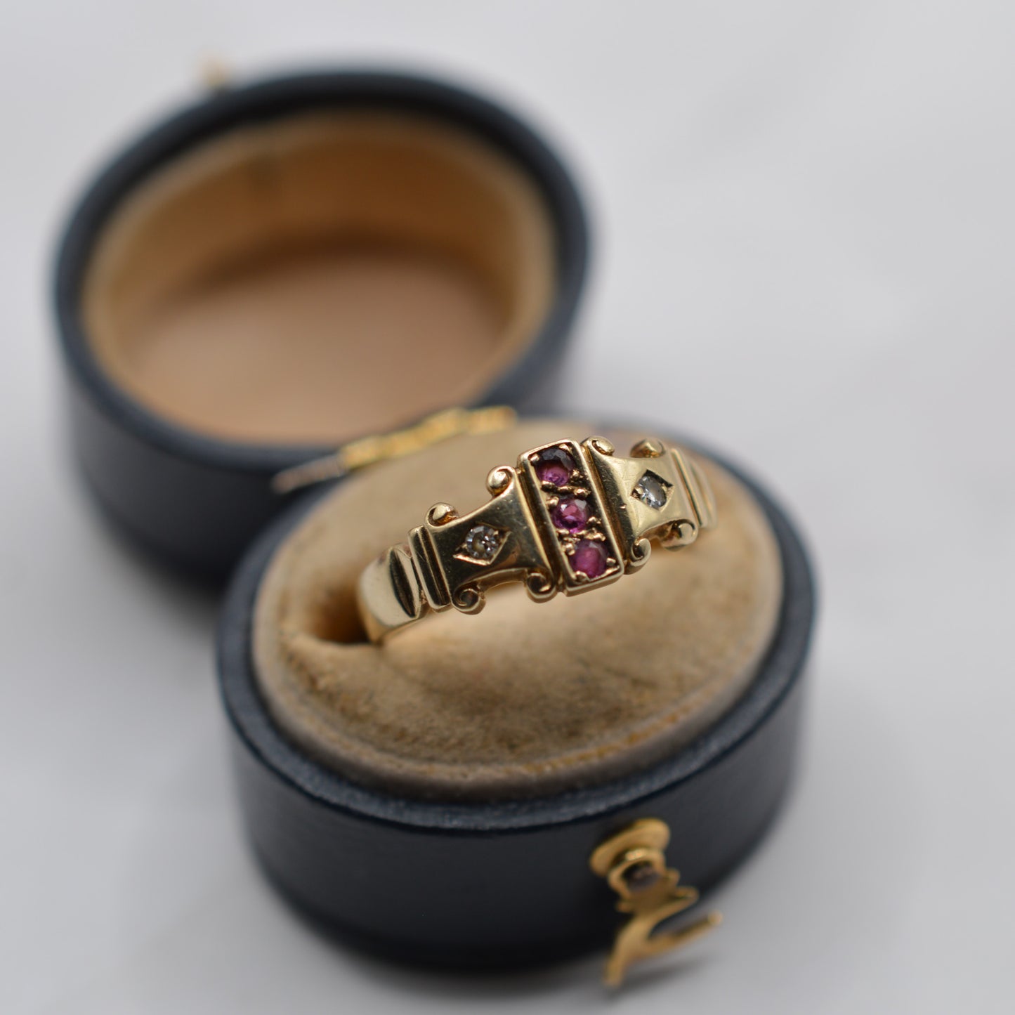 1980s 9ct Gold Ruby & Diamond Dress Ring
