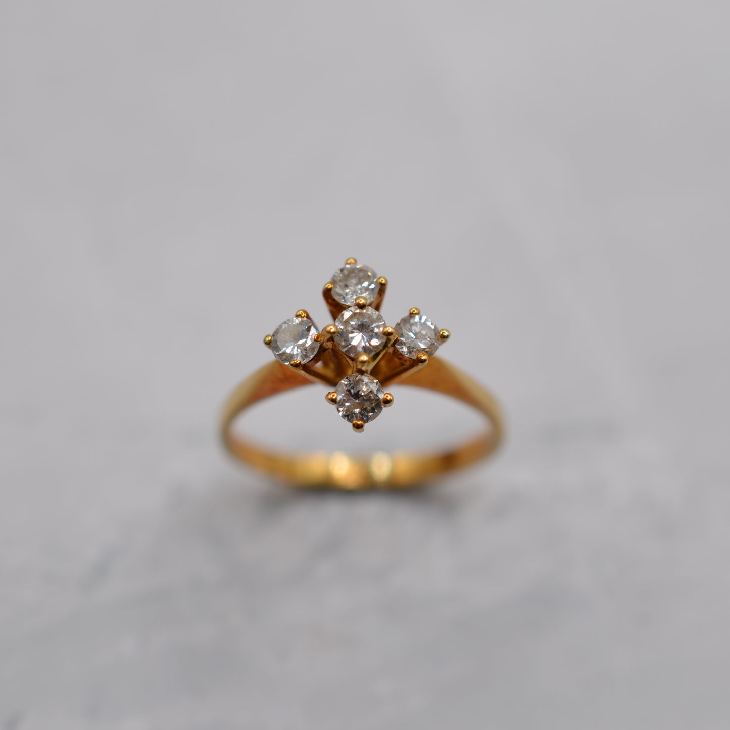 1970s 18ct Gold Diamond Cross Cluster Ring