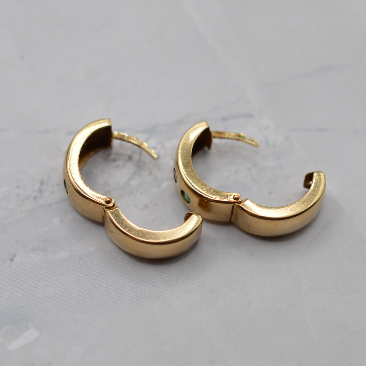 9ct Gold Emerald, Sapphire & Ruby Wide Hoop Earrings