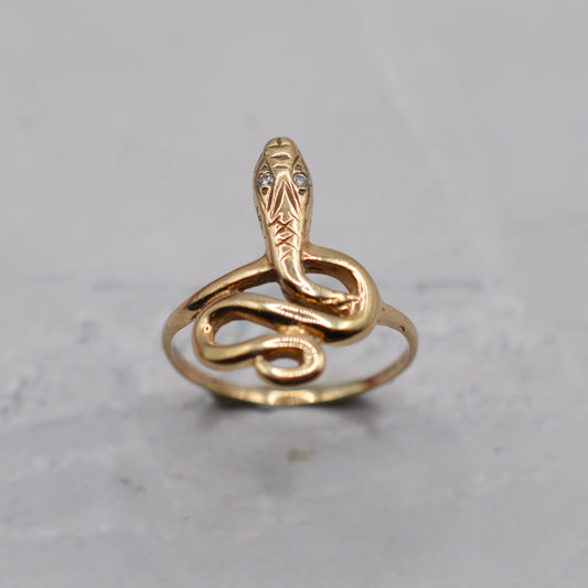 1980s 9ct Gold Snake Ring