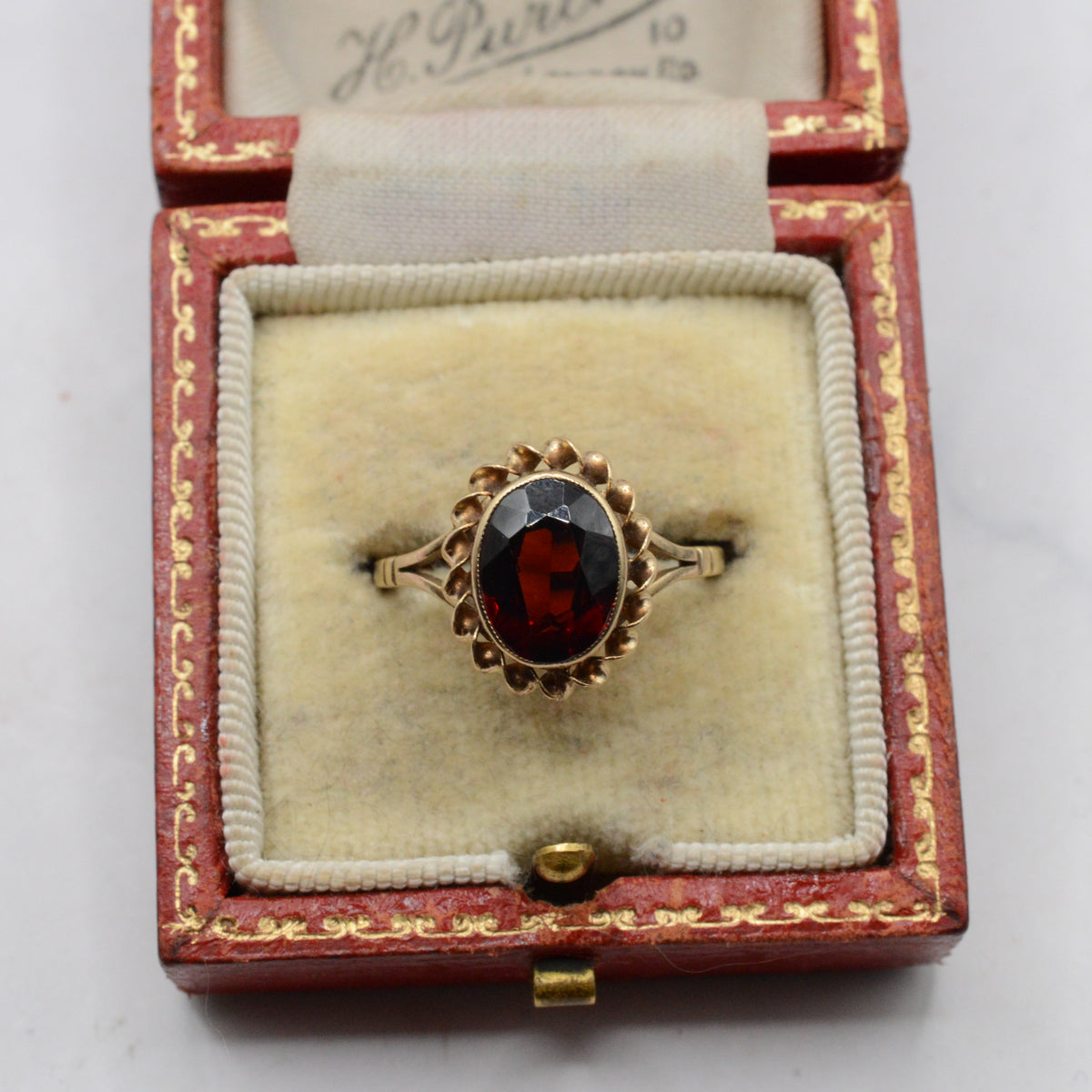1960s Vintage 9ct Gold Garnet Solitaire Ring