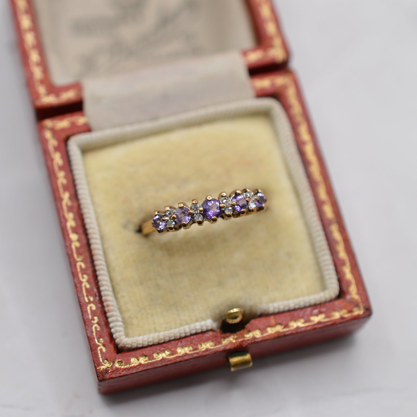9ct Gold Amethyst & Diamond Half-Eternity Ring