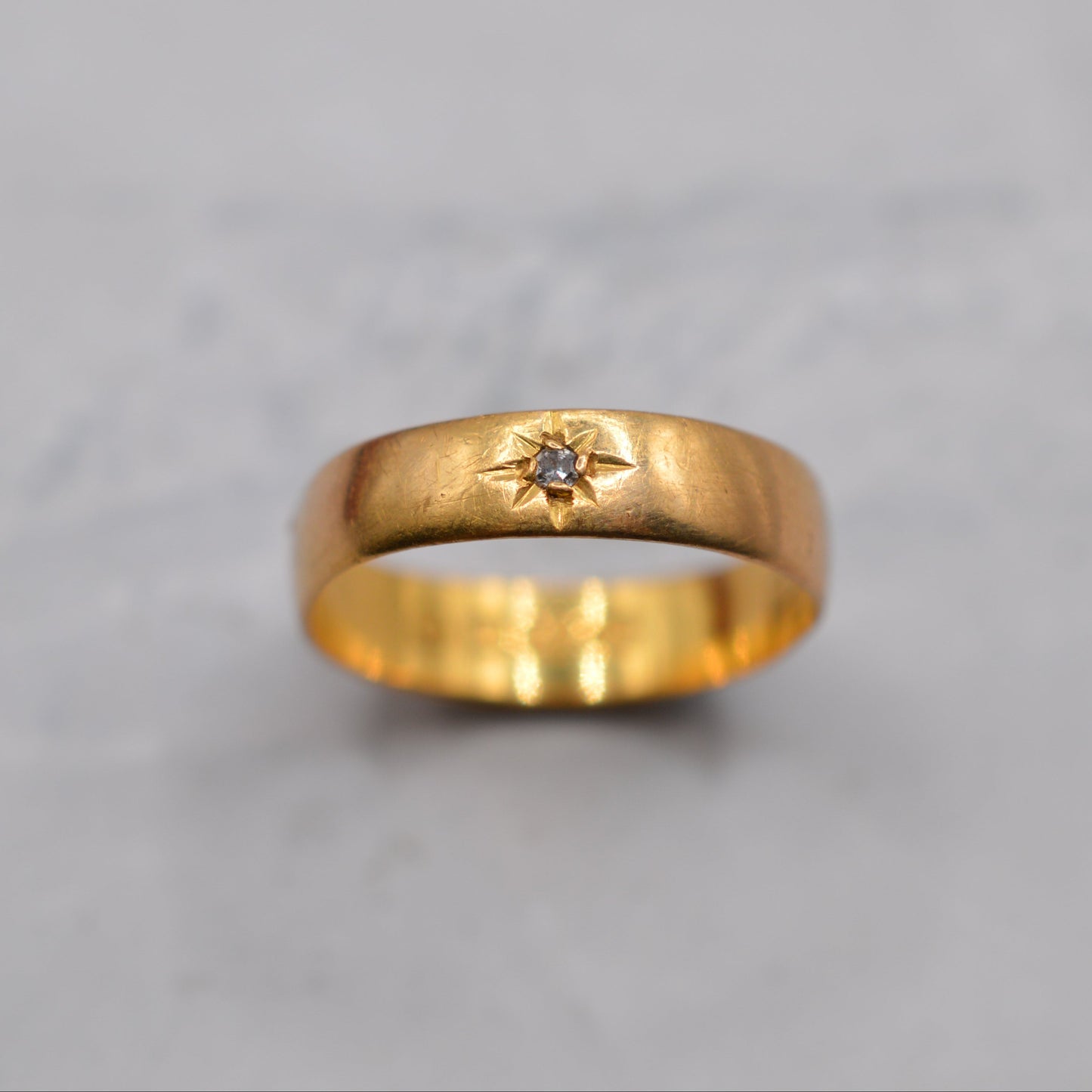 Antique 1898 Victorian 22ct Gold Diamond Gypsy Band Ring