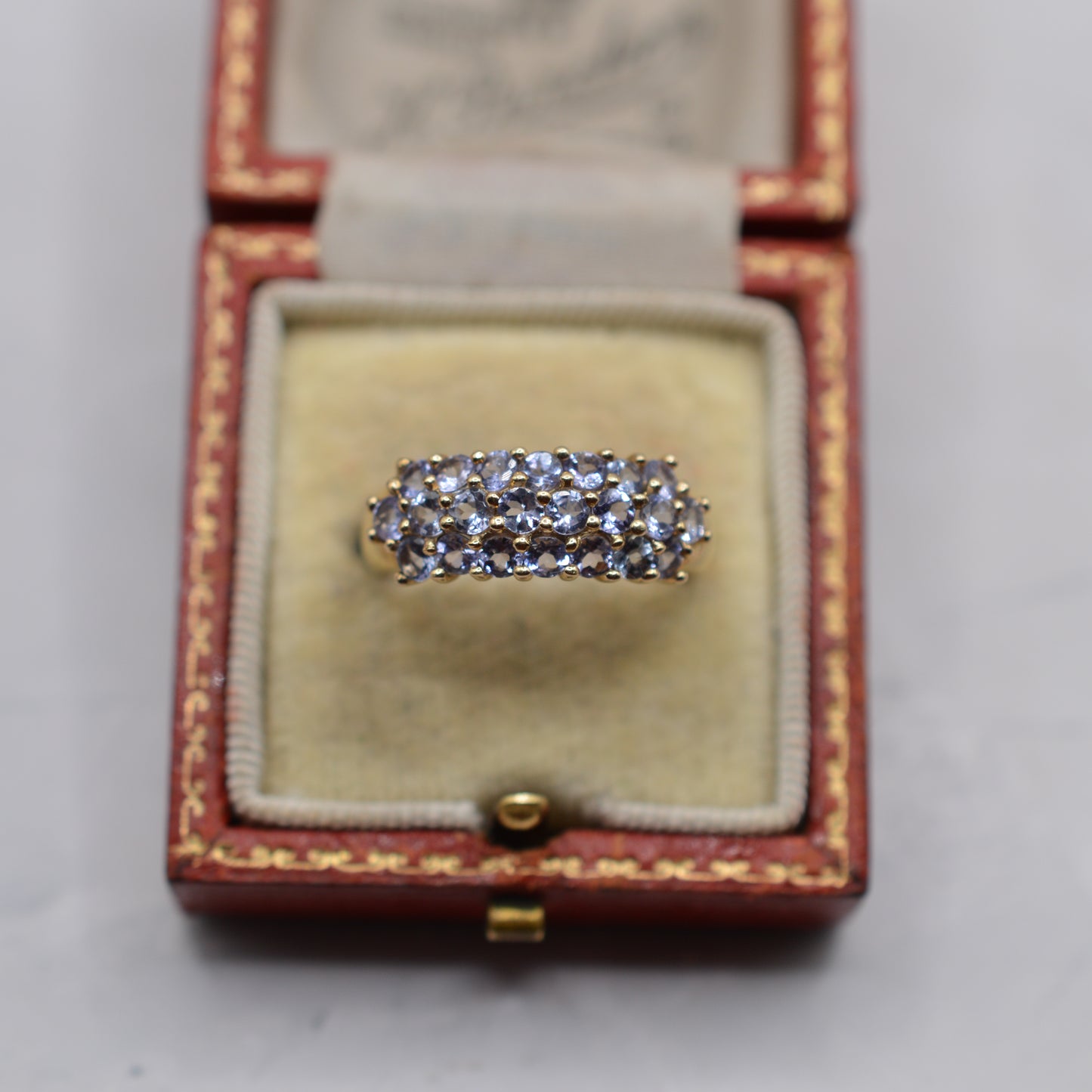 Chunky 9ct Gold Tanzanite Triple Row Ring