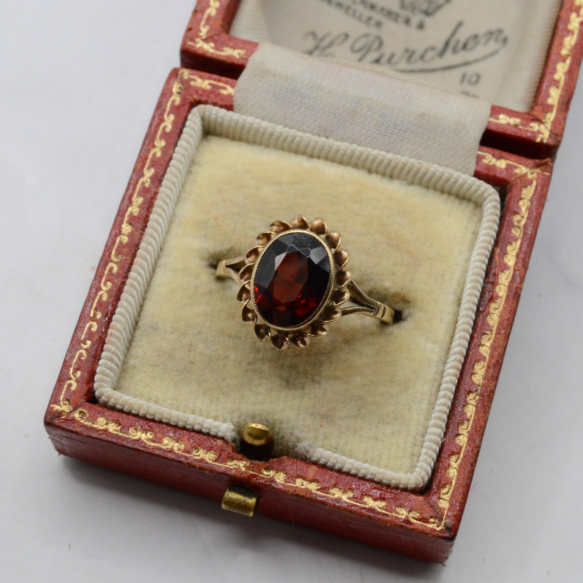 1960s Vintage 9ct Gold Garnet Solitaire Ring