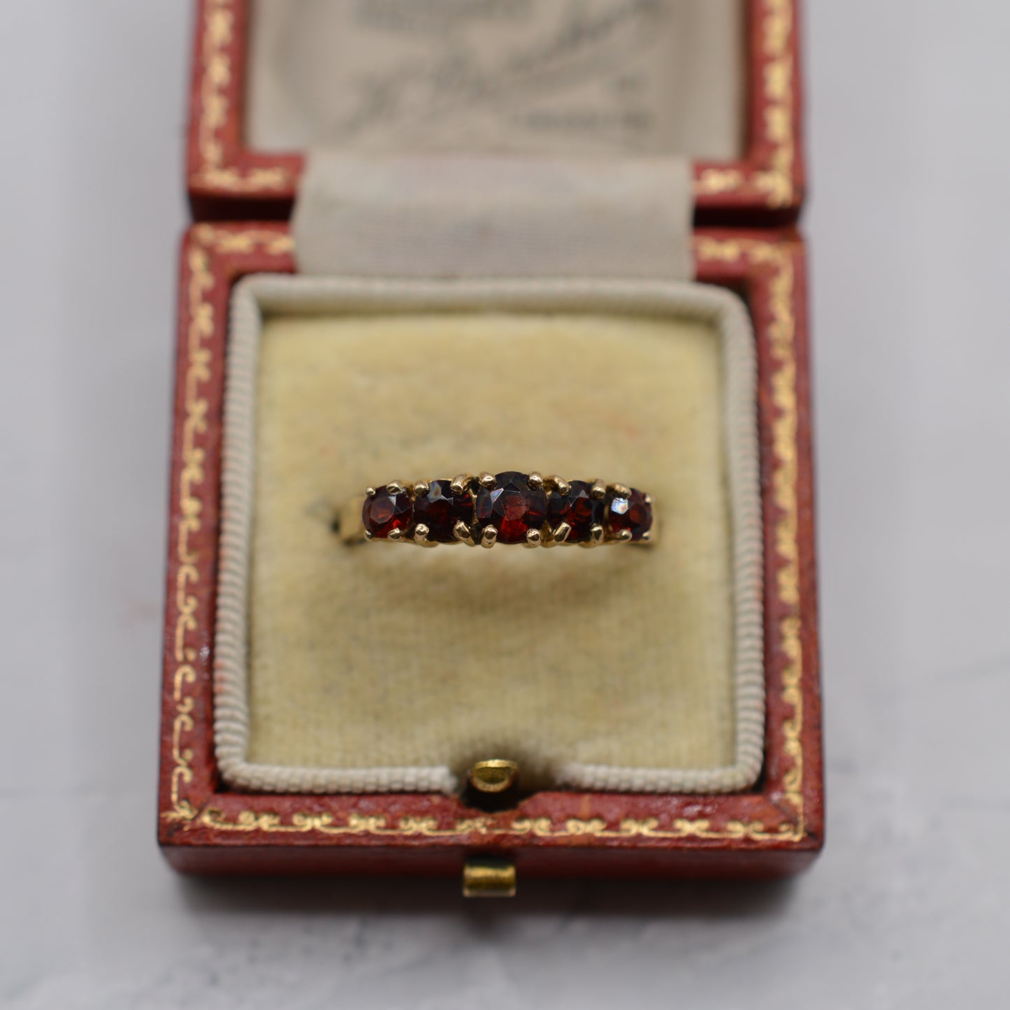 1990s 9ct Gold Garnet Five-Stone Ring