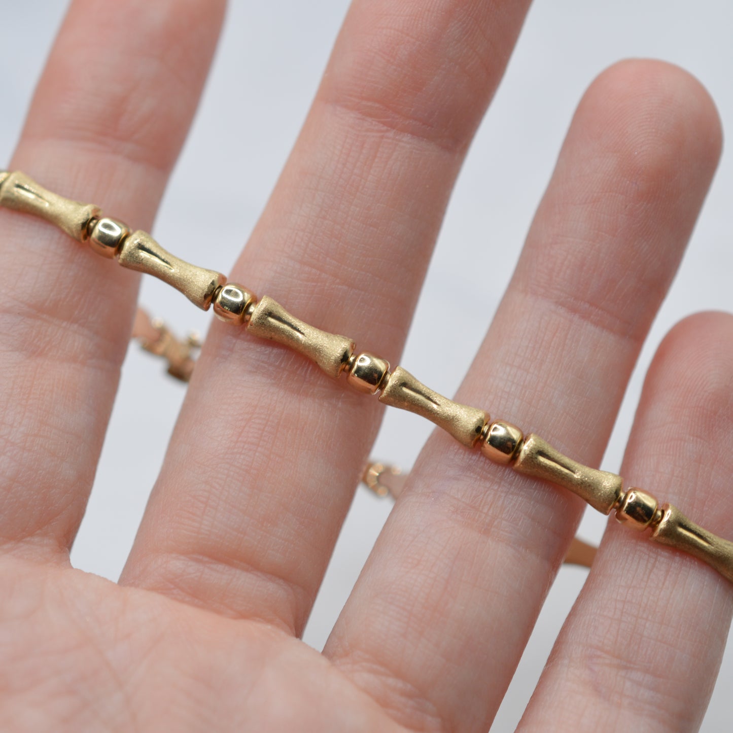 9ct Gold Bamboo Link Bracelet (7”)