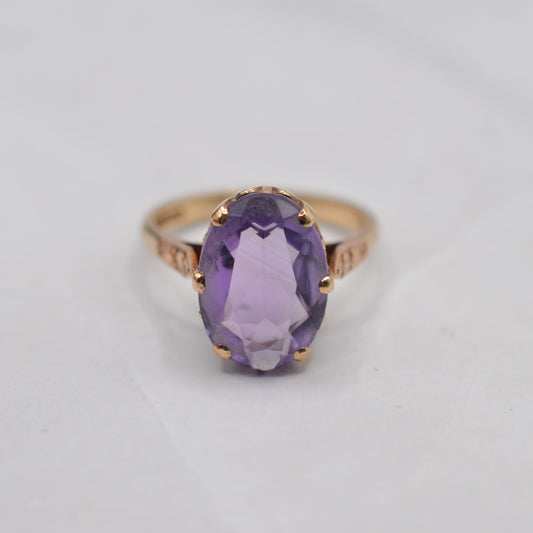 1970s Vintage 9ct Gold Amethyst Cocktail Ring